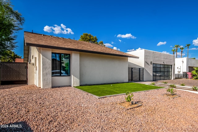 exterior space with a garage