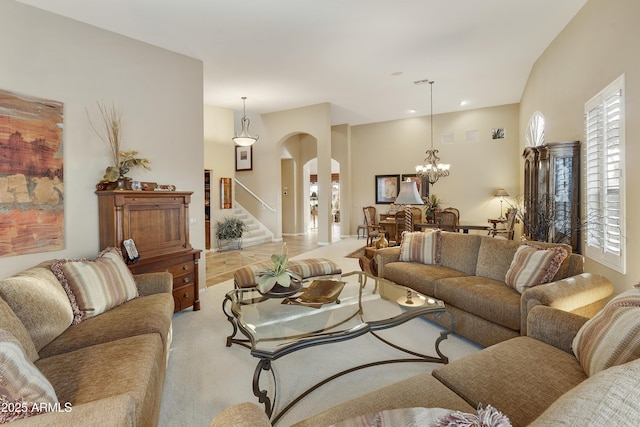 living room featuring carpet flooring