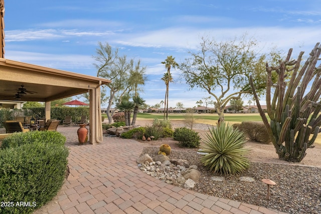 view of patio with ceiling fan