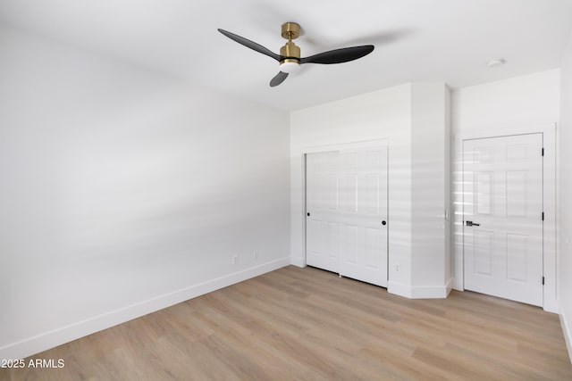 802 N Lisbon Dr, Chandler, AZ 85226 - unfurnished bedroom featuring light wood-style floors, baseboards, and ceiling fan