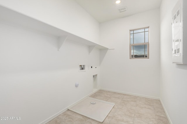 washroom featuring baseboards, laundry area, hookup for a washing machine, hookup for a gas dryer, and electric dryer hookup