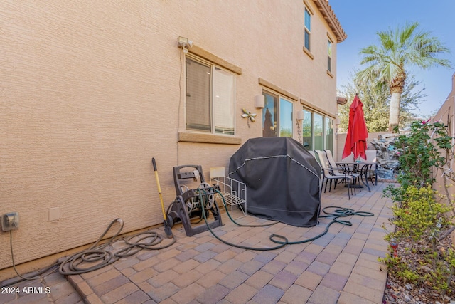 view of patio with area for grilling