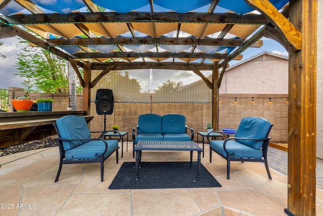 6971 W El Cortez Pl, Peoria, AZ 85383 - view of patio / terrace featuring an outdoor living space and a pergola