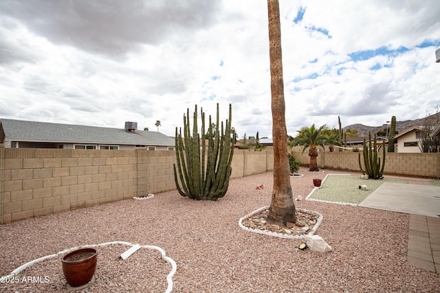 view of yard with a patio and a fenced backyard