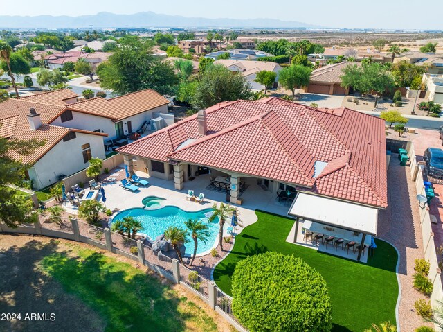 bird's eye view with a mountain view