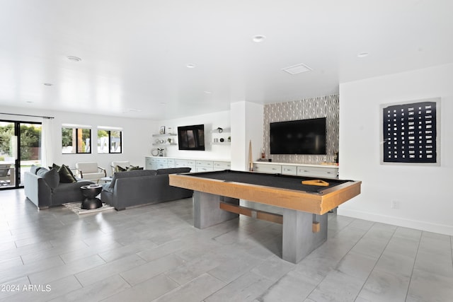 rec room featuring pool table, baseboards, and recessed lighting