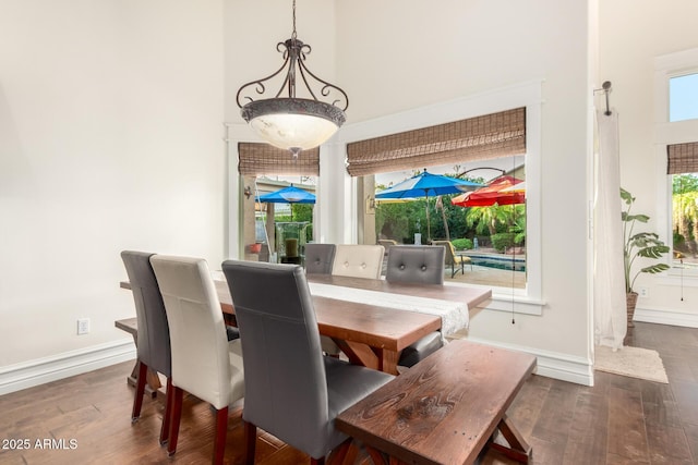 2058 E Marlene Dr, Gilbert, AZ 85296 - dining space featuring a towering ceiling and wood finished floors