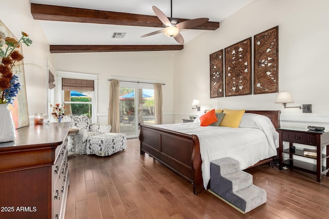 2058 E Marlene Dr, Gilbert, AZ 85296 - bedroom with access to outside, wood finished floors, and ceiling fan