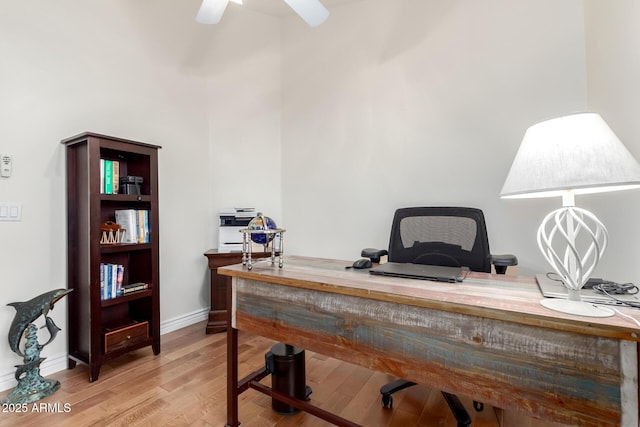 2058 E Marlene Dr, Gilbert, AZ 85296 - office area featuring light wood finished floors and a ceiling fan