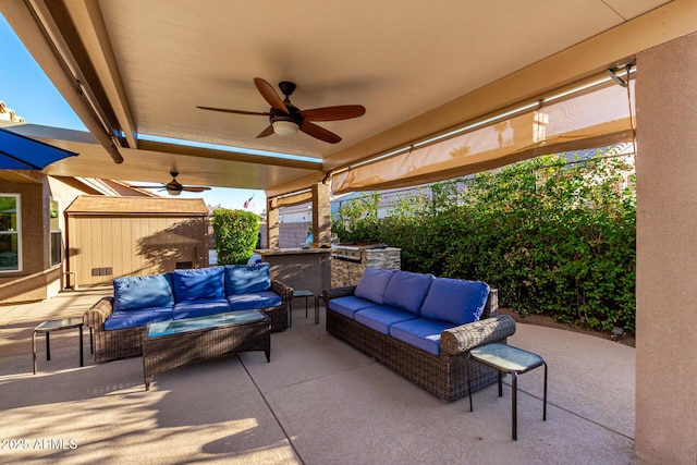 2058 E Marlene Dr, Gilbert, AZ 85296 - view of patio with an outdoor living space and ceiling fan