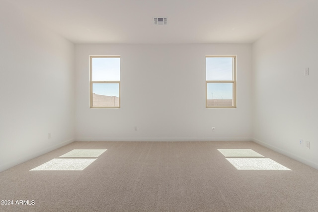 spare room featuring light colored carpet