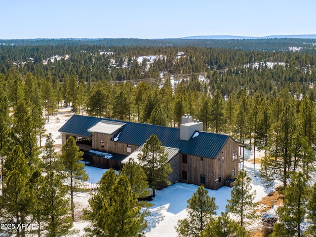 bird's eye view featuring a view of trees