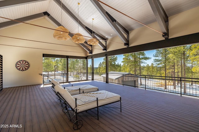 deck with a ceiling fan