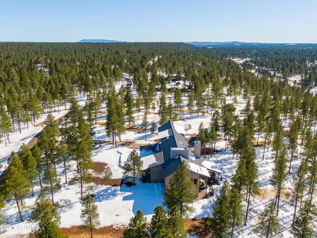 bird's eye view featuring a mountain view and a forest view