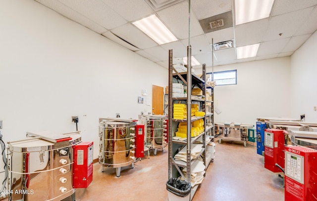 basement with a drop ceiling