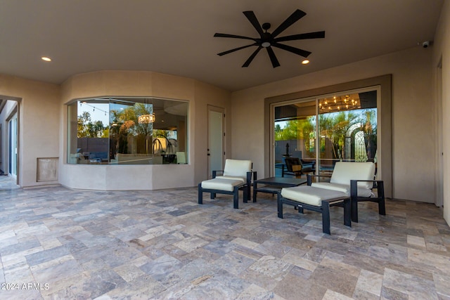 view of patio with ceiling fan