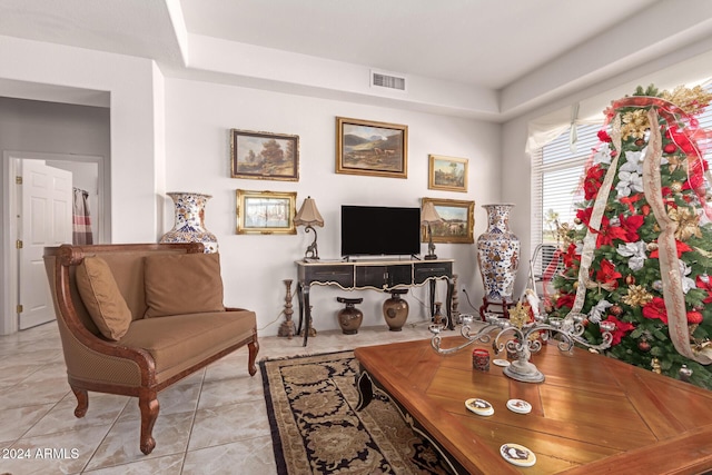 view of tiled living room