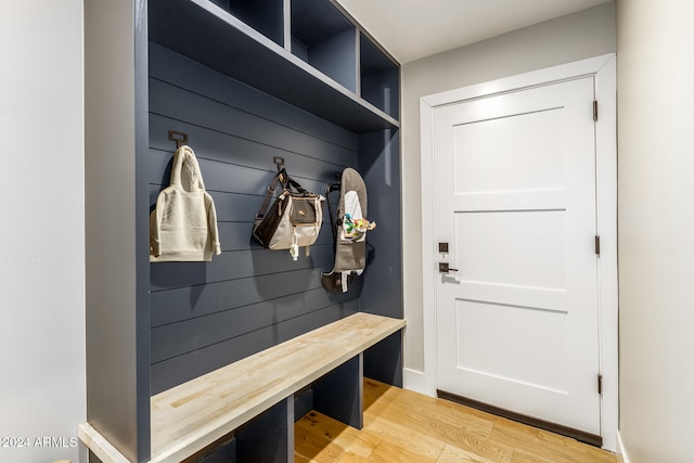 mudroom with light wood-type flooring