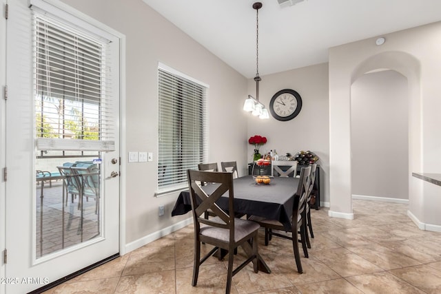 view of tiled dining area