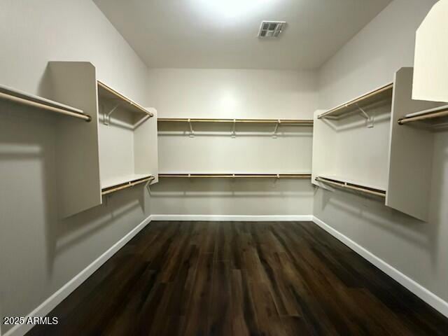 walk in closet featuring dark hardwood / wood-style floors