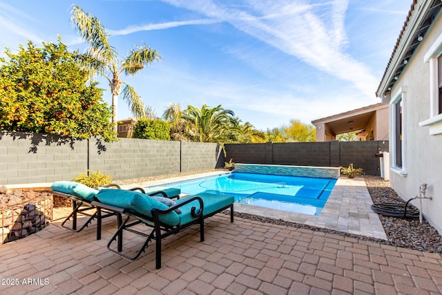 view of swimming pool featuring a patio area