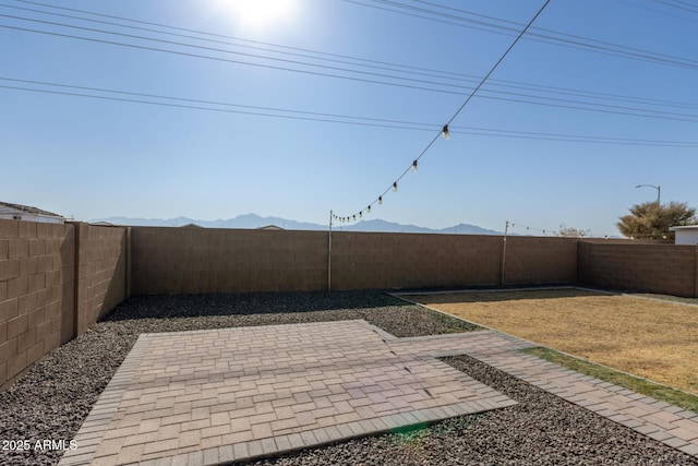 view of patio featuring a mountain view