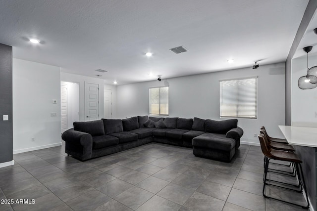 view of tiled living room