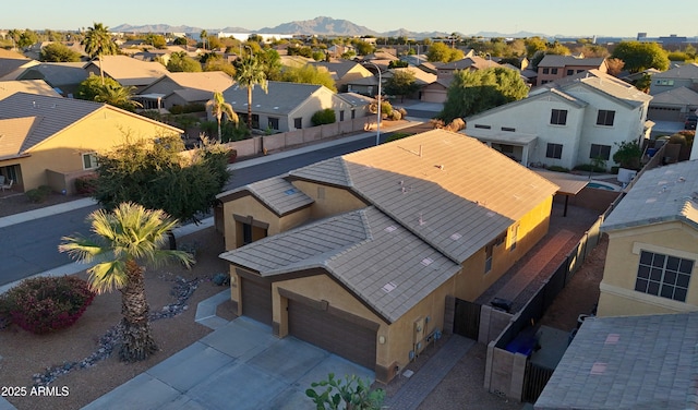 aerial view with a mountain view