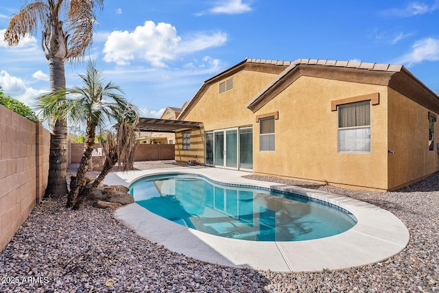 view of pool featuring a patio area and a pergola