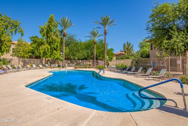 view of pool featuring a patio