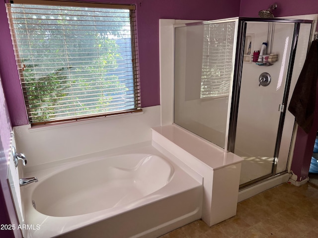 bathroom with independent shower and bath