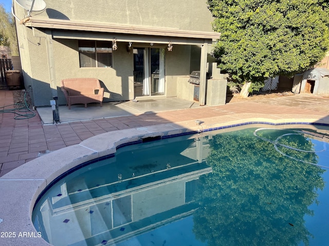 view of swimming pool with a patio and area for grilling