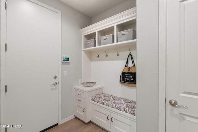 mudroom with light wood-type flooring