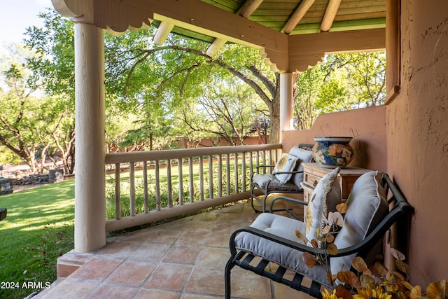 view of patio featuring a porch