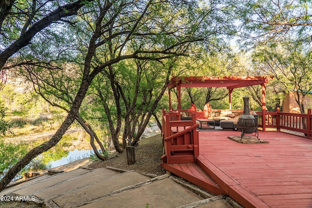 deck featuring an outdoor living space