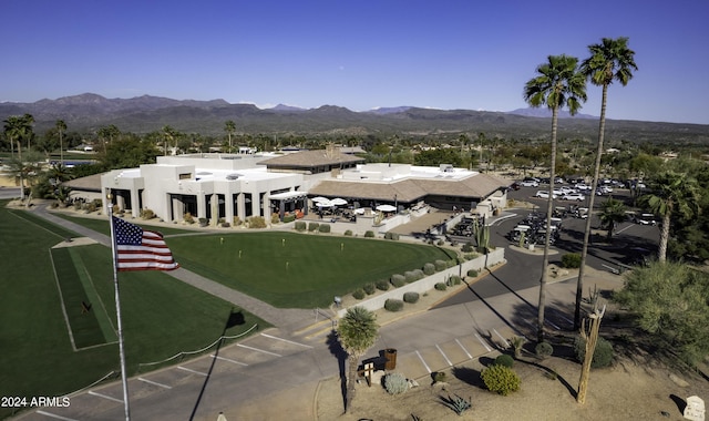 bird's eye view with a mountain view