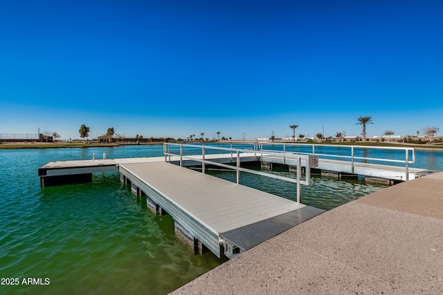 dock area with a water view