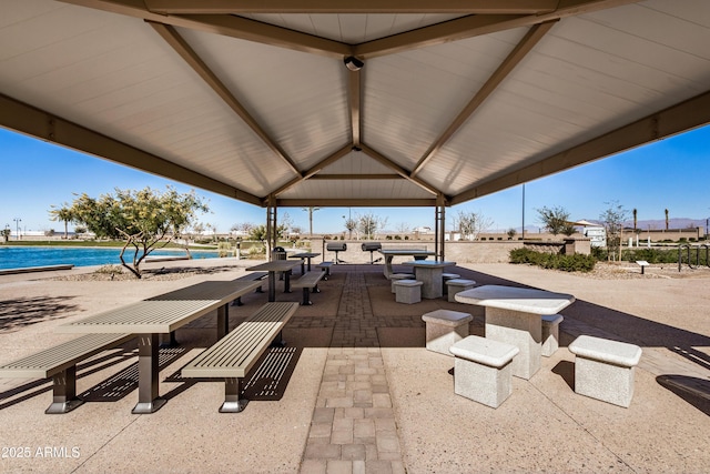 view of patio featuring a gazebo