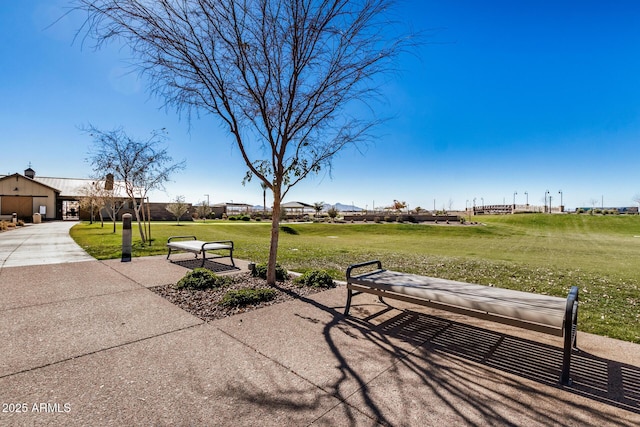 view of community featuring a lawn