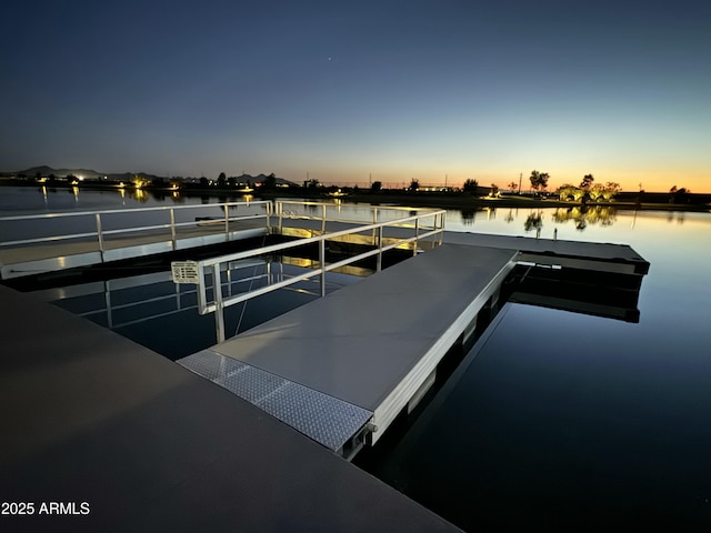 view of dock featuring a water view