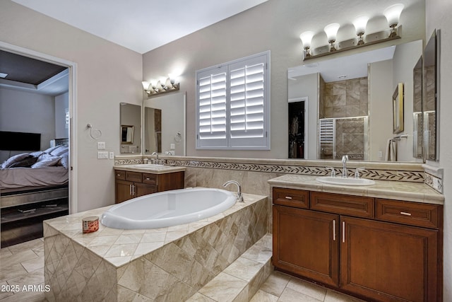 6694 S Banning St, Gilbert, AZ 85298 - ensuite bathroom featuring a bath, ensuite bathroom, a sink, and tiled shower