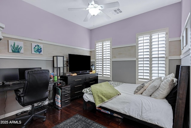 6694 S Banning St, Gilbert, AZ 85298 - bedroom featuring ceiling fan, hardwood / wood-style floors, and visible vents