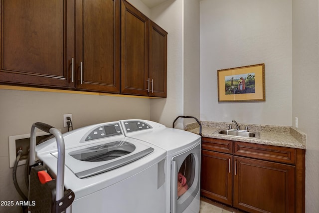 6694 S Banning St, Gilbert, AZ 85298 - laundry room with washer and clothes dryer, cabinet space, and a sink