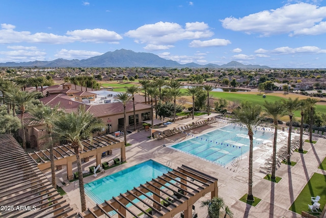 6694 S Banning St, Gilbert, AZ 85298 - community pool featuring a water and mountain view, golf course view, a residential view, and a patio