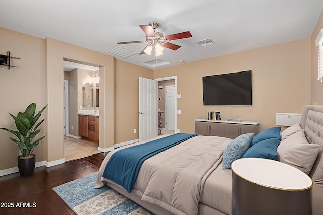 21136 N 36th Pl, Phoenix, AZ 85050 - bedroom featuring wood finished floors, ensuite bathroom, and ceiling fan