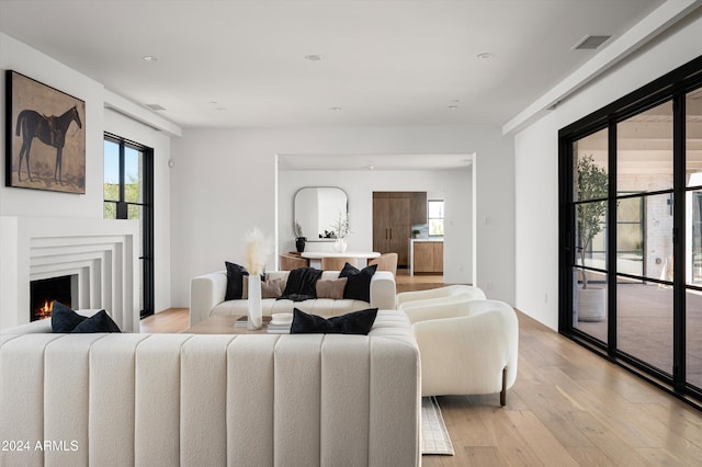 living room featuring light hardwood / wood-style floors