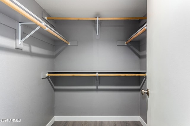 spacious closet with dark wood-type flooring