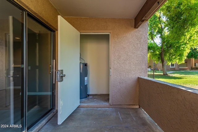 balcony featuring water heater