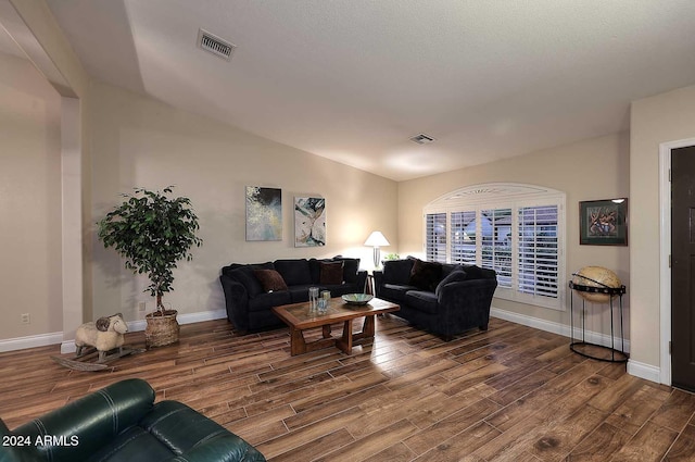 living room with hardwood / wood-style floors