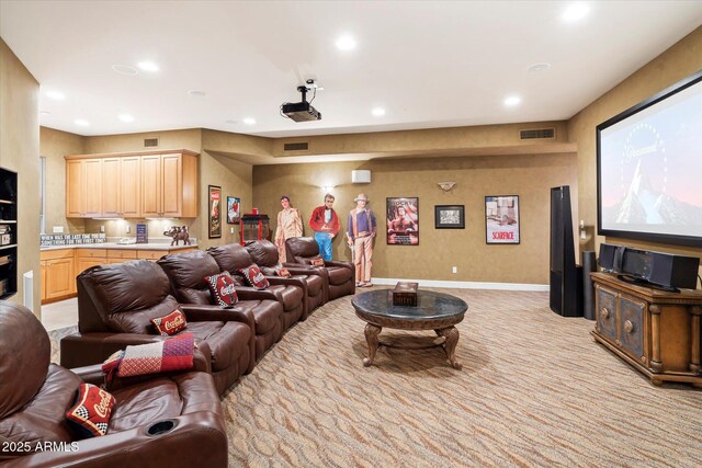 6621 N Arizona Biltmore Cir, Phoenix, AZ 85016 - cinema room featuring recessed lighting, light colored carpet, and baseboards